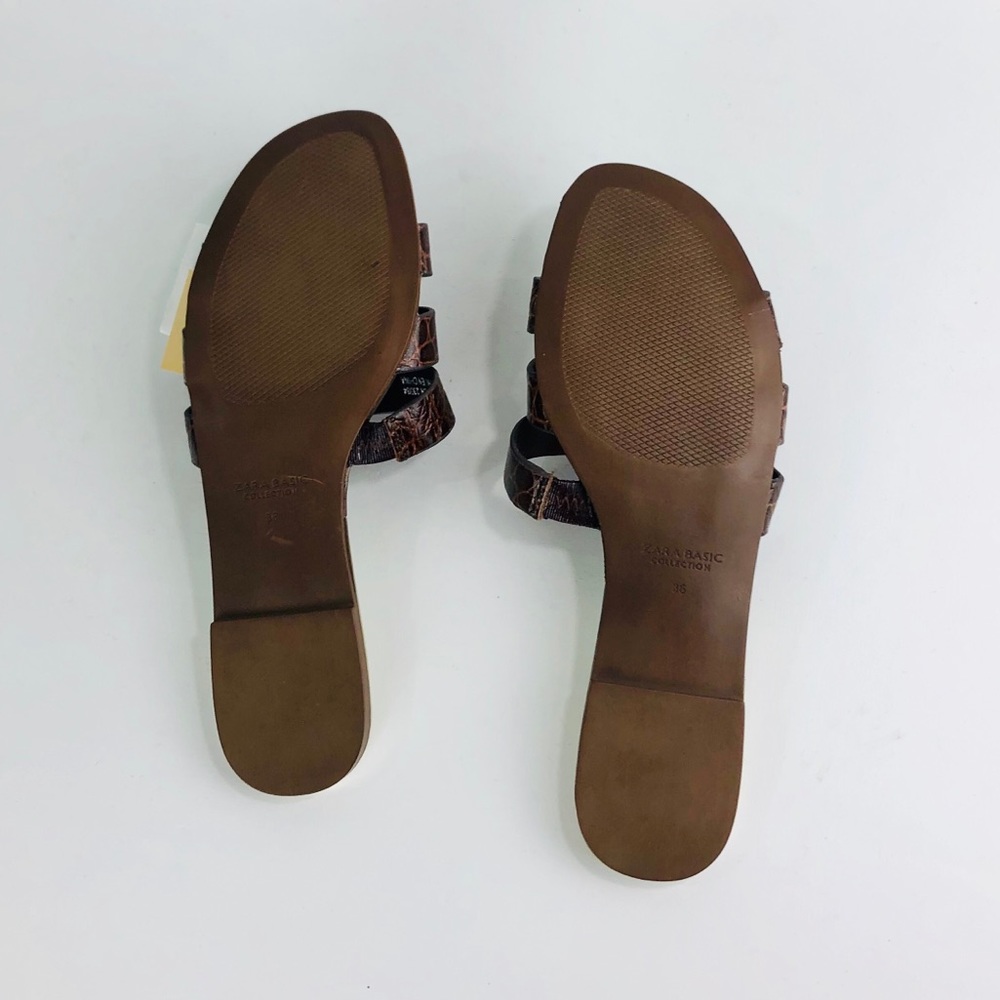 LAST PAIR ❤️‍🔥ZARA BROWN ANIMAL EMBOSSED LEATHER SANDALS - Picture 7 of 7